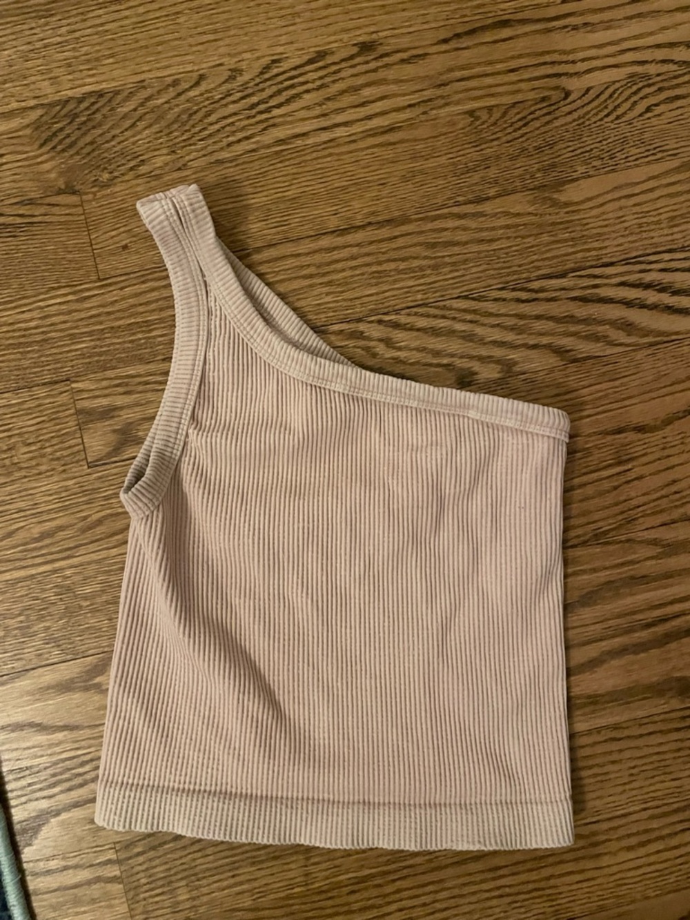 Nikibiki Pale Pink Ribbed One-Shoulder Crop Top
